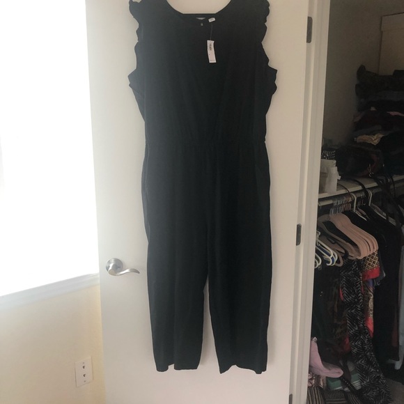 New w/ Tag Plus Size Black Linen Romper - Picture 3 of 4